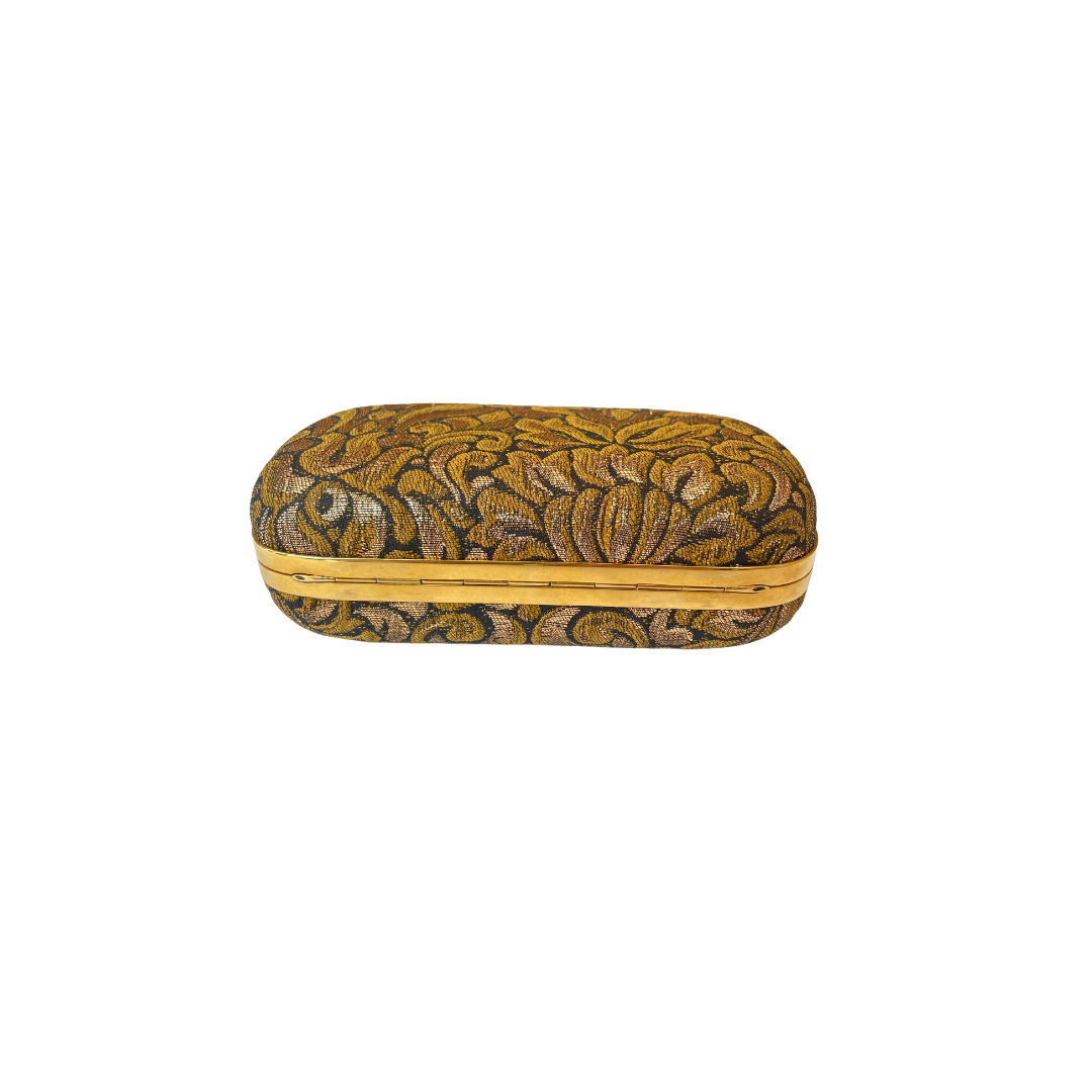 Gold Fabric Skull Clutch