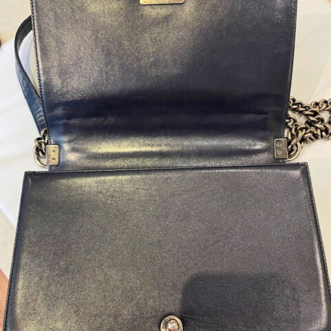 Navy Boy Bag Ruthenium HW