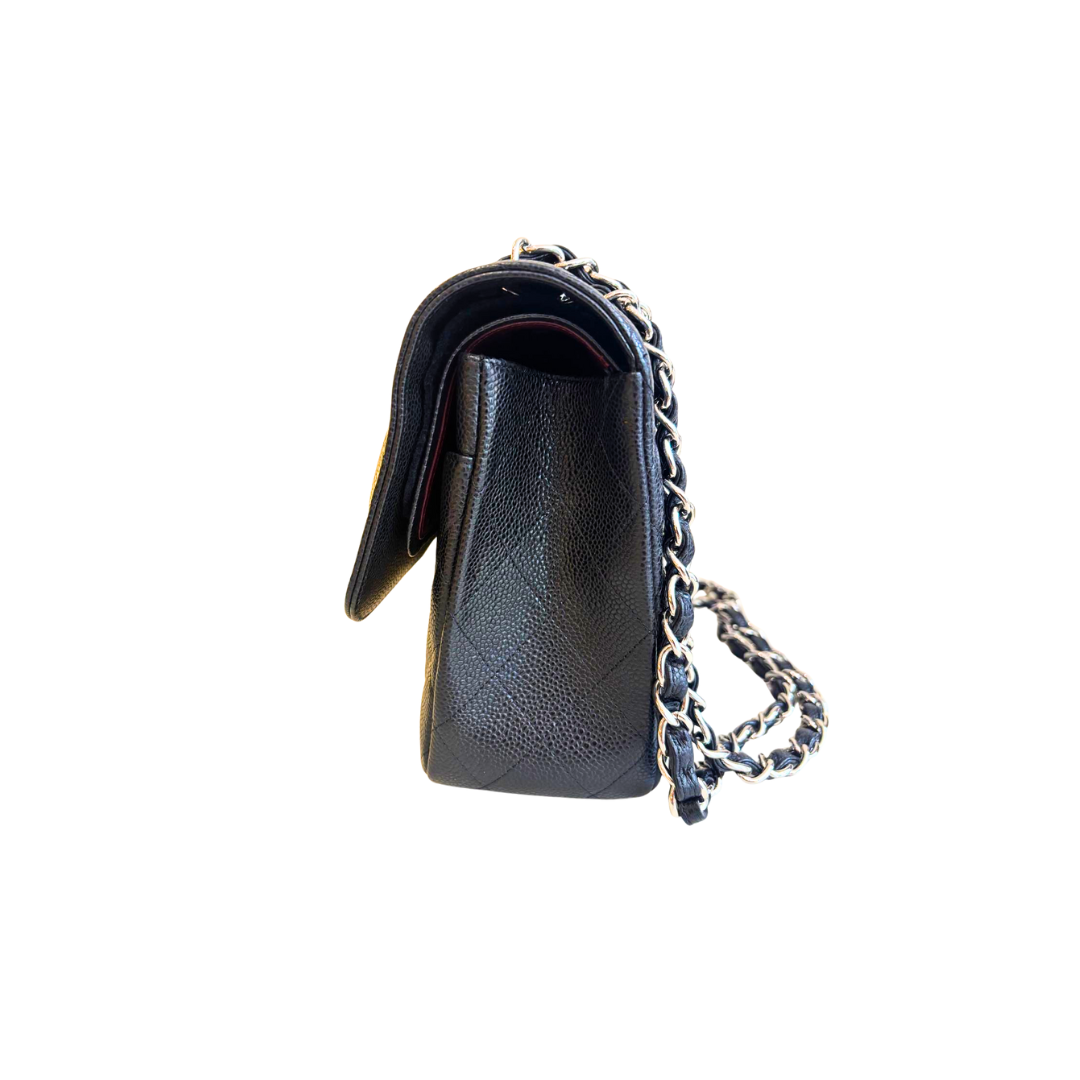 Black Caviar Large Double Flap Silver HW