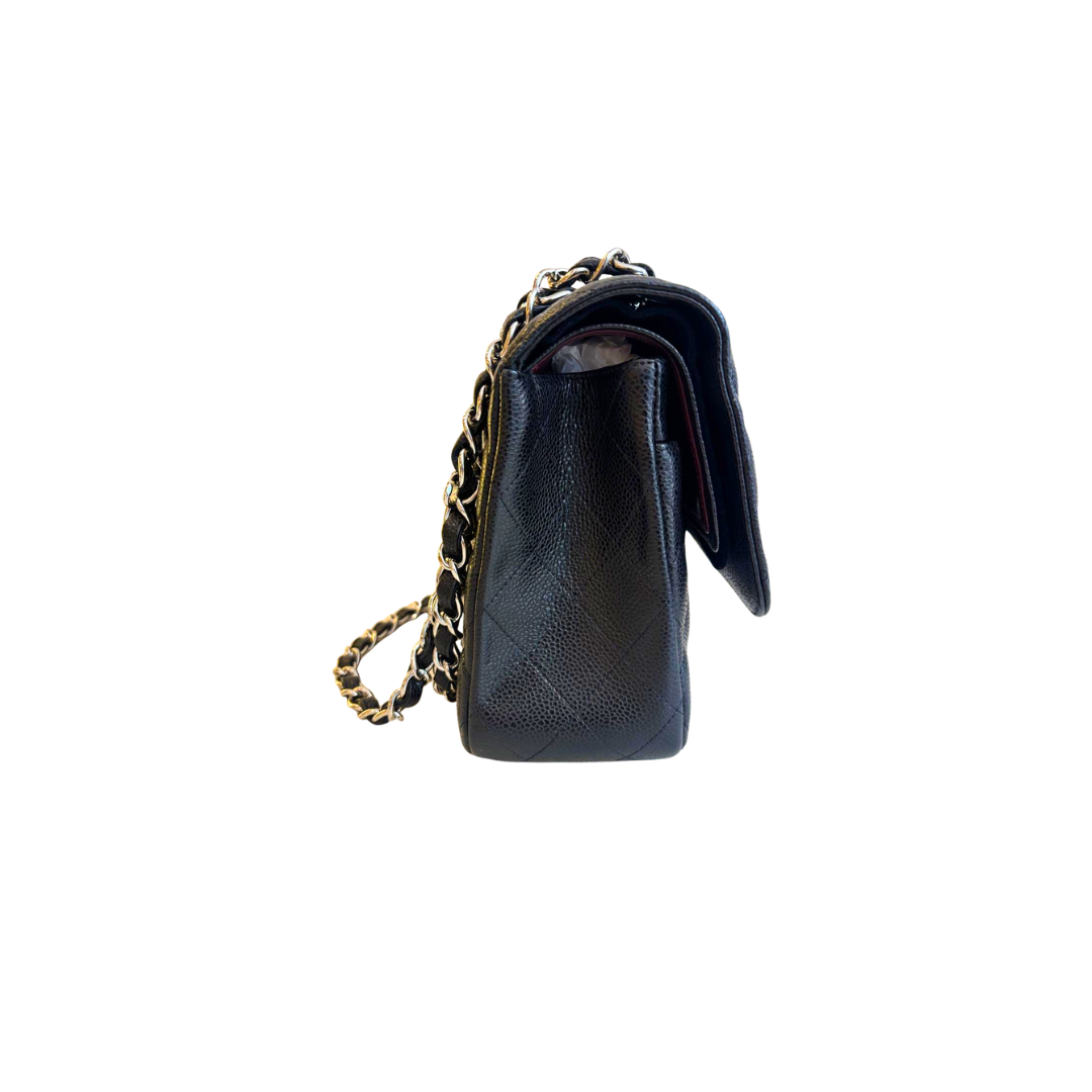 Black Caviar Large Double Flap Silver HW