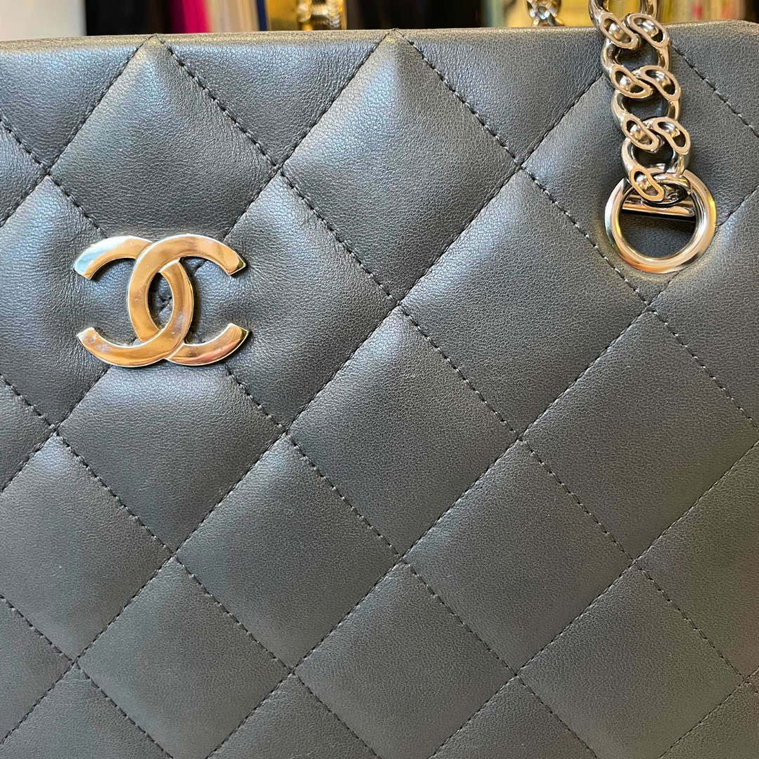 Grey Leather Shoulder Bag