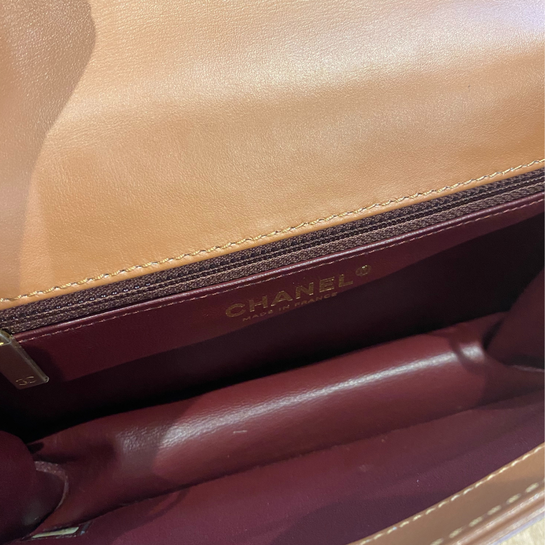 Tan Chain Flap Bag
