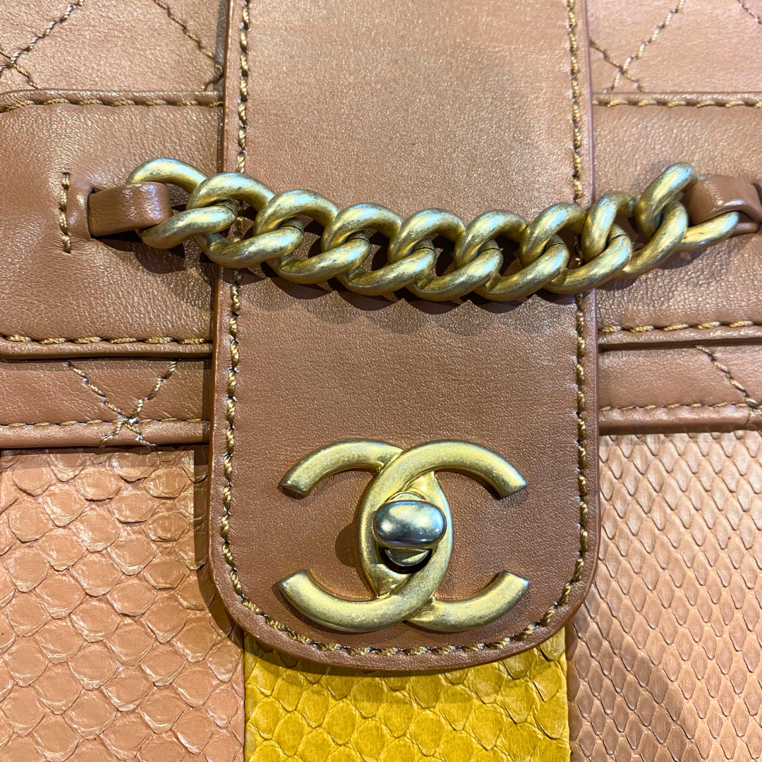 Tan Chain Flap Bag