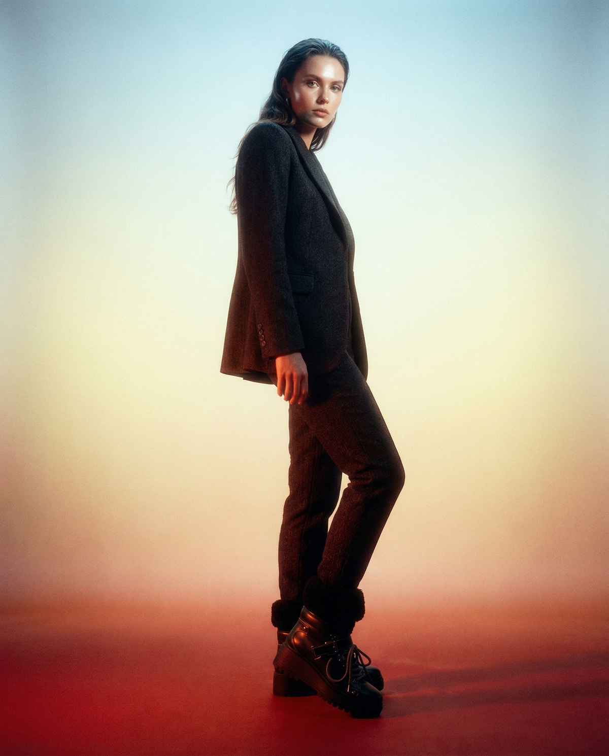 Black Leather Sock Boot