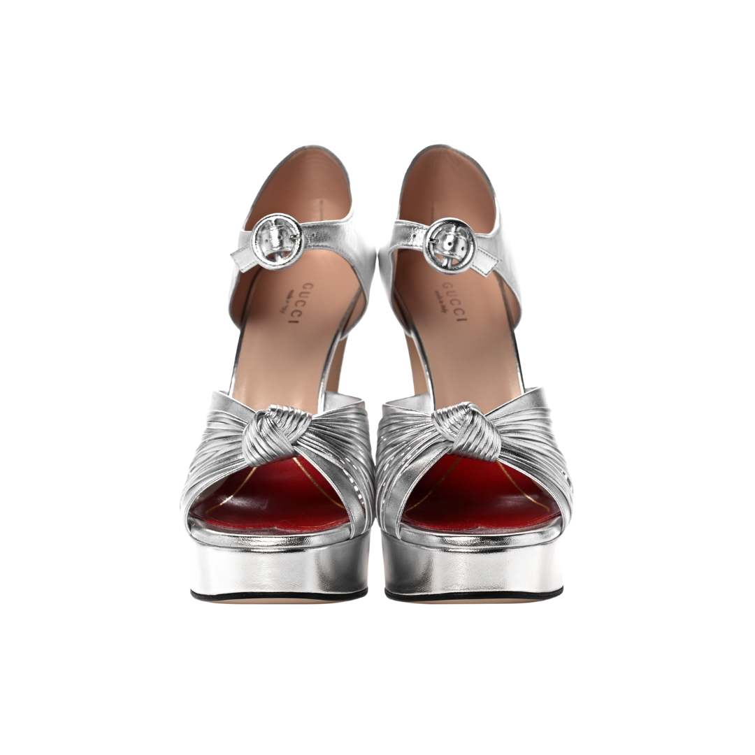 Silver Nappa Crawford Knotted Platform Sandal