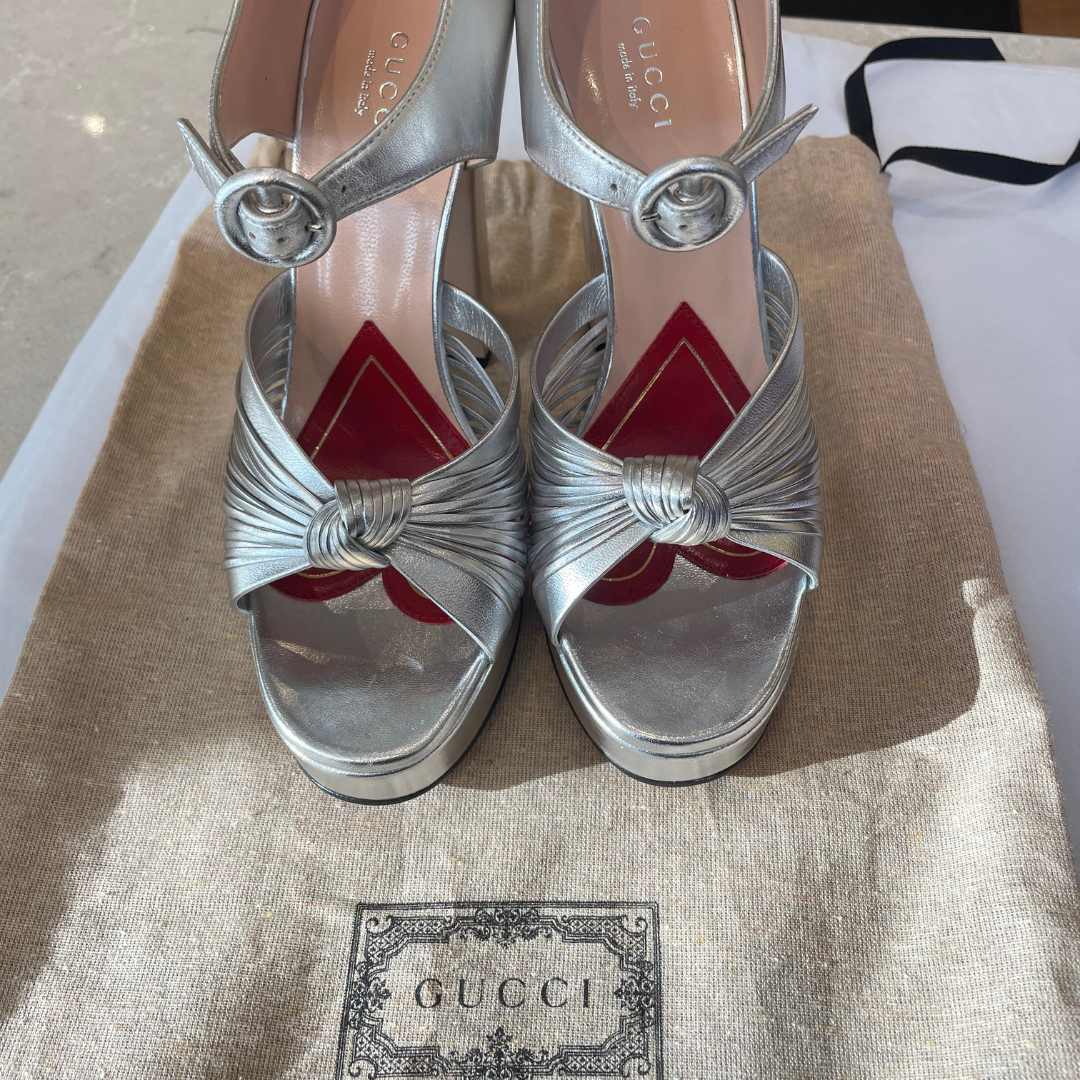 Silver Nappa Crawford Knotted Platform Sandal