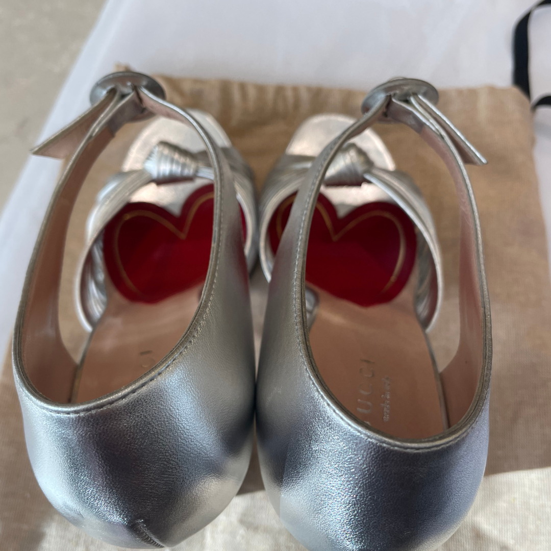 Silver Nappa Crawford Knotted Platform Sandal