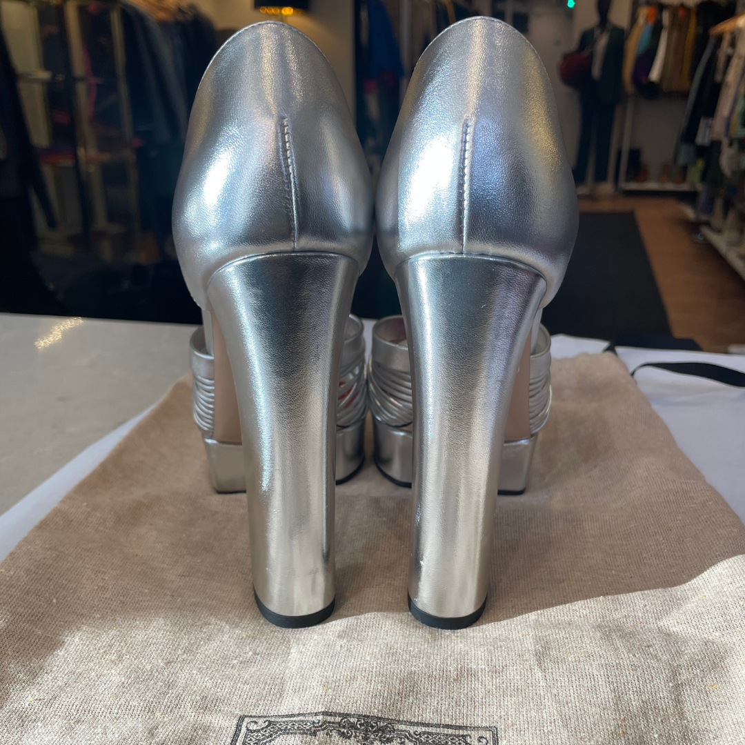 Silver Nappa Crawford Knotted Platform Sandal