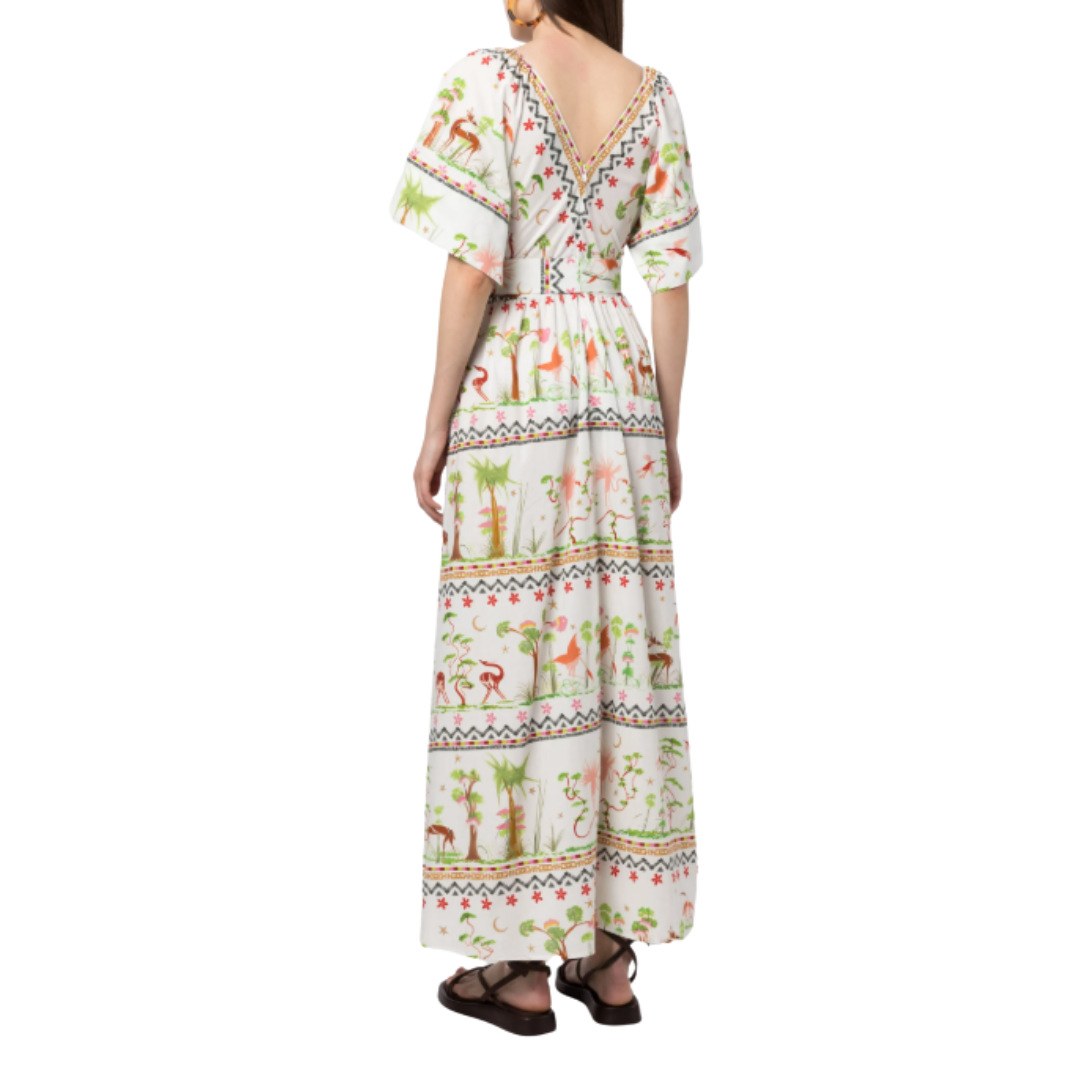 White/green print Memories of Utopia Dress