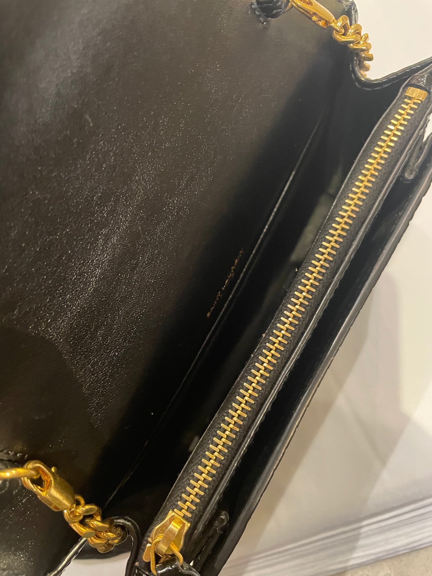 Black Sunset embossed gold chain wallet RRP £1760