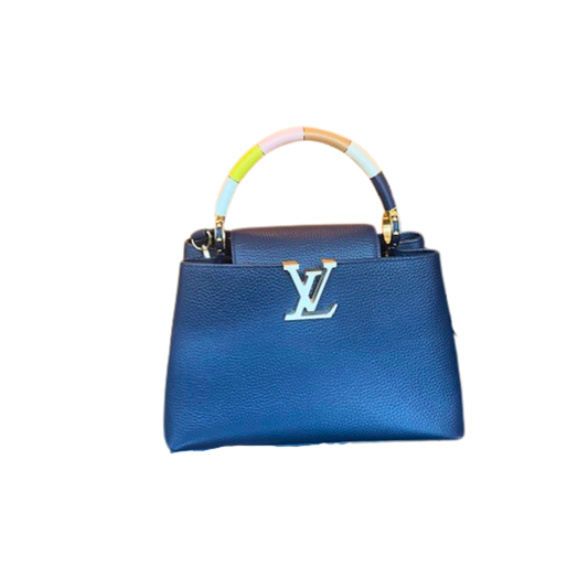 Navy leather Capucines Bag