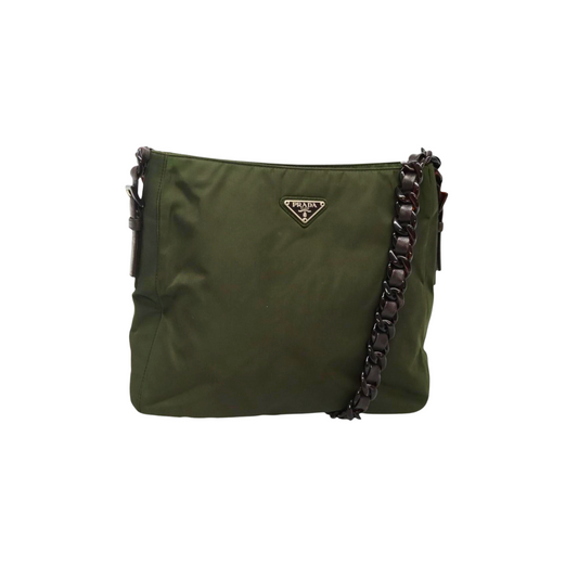 Khaki Nylon Chain Bag