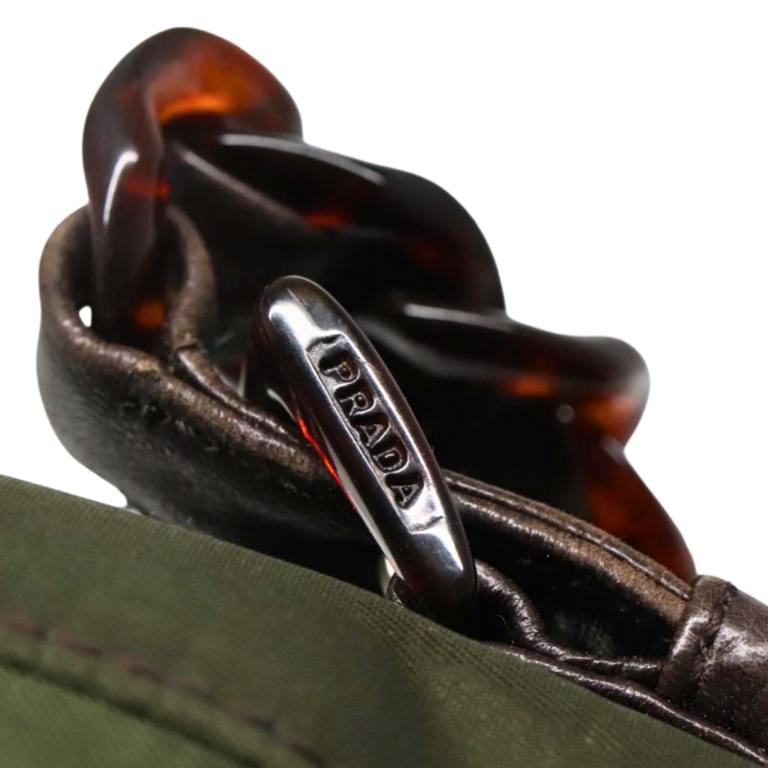 Khaki Nylon Chain Bag