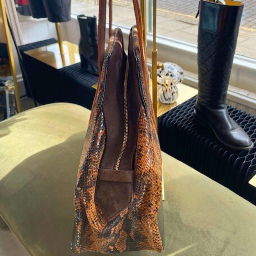 Yasmine Embossed Snake Leather Tote Bag