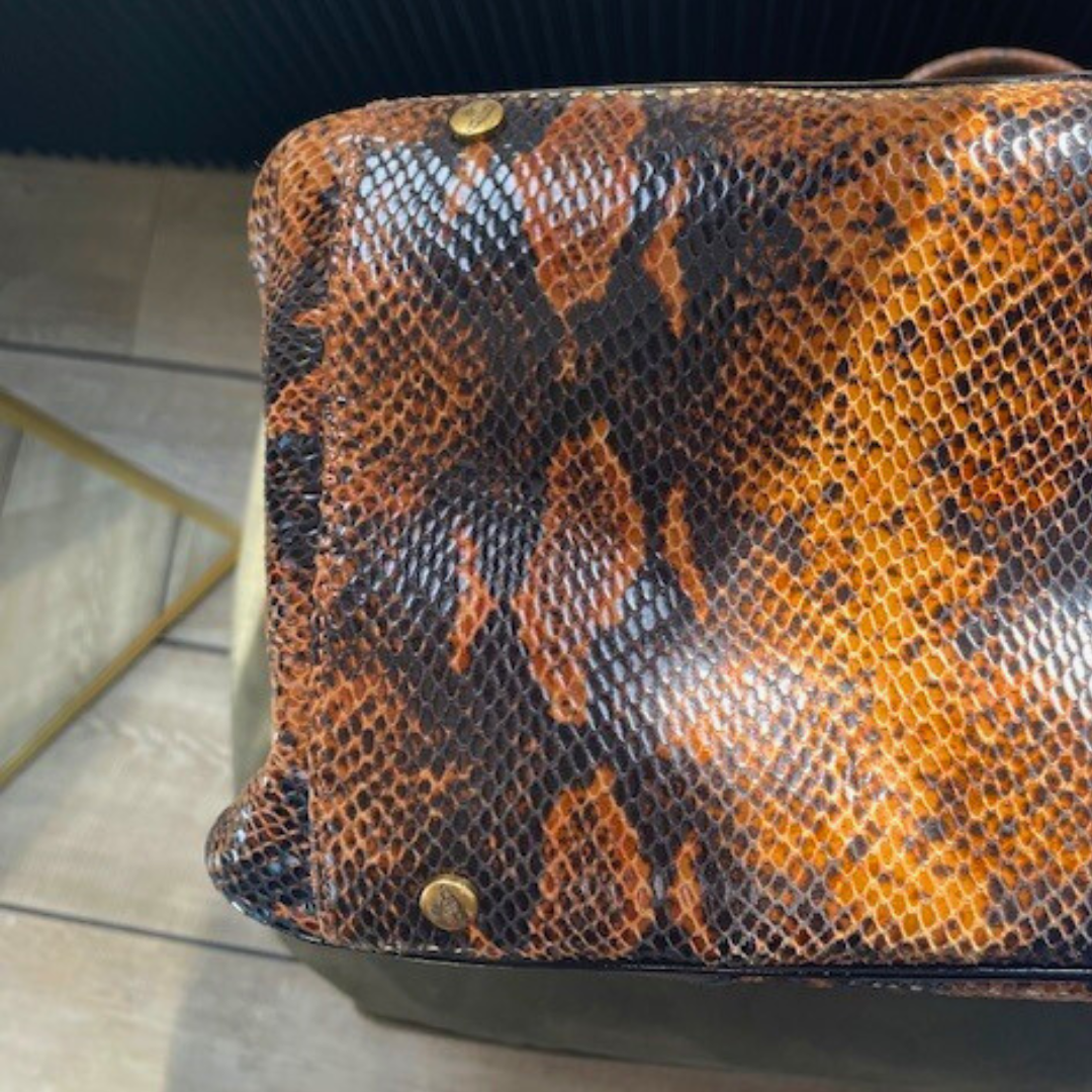 Yasmine Embossed Snake Leather Tote Bag