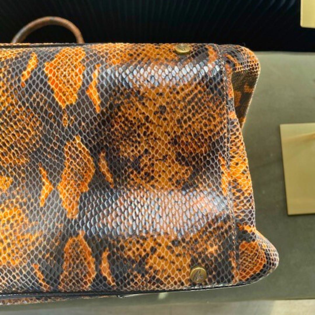Yasmine Embossed Snake Leather Tote Bag