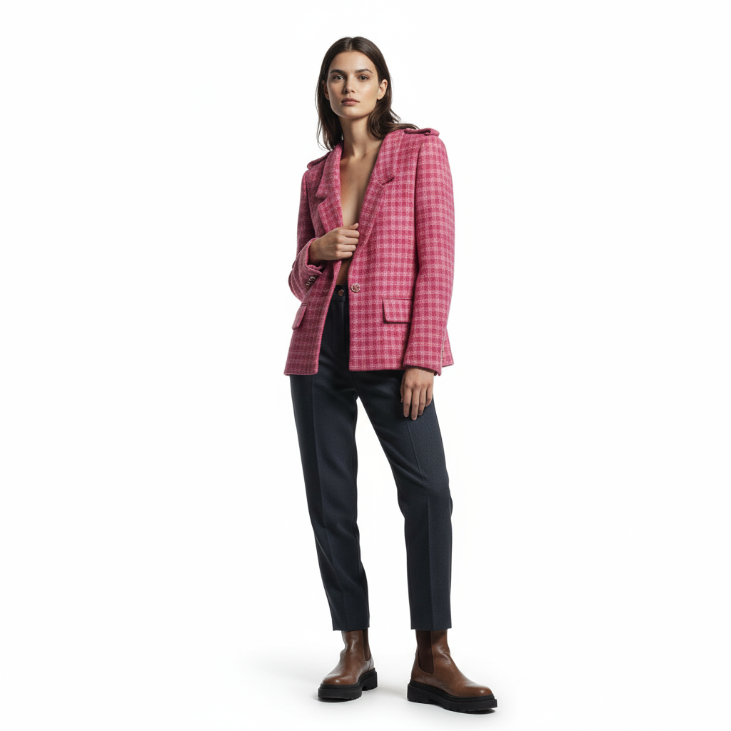 Fuchsia Pink Plaid Jacket