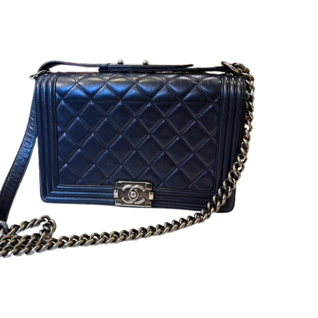 Navy Boy Bag Ruthenium HW