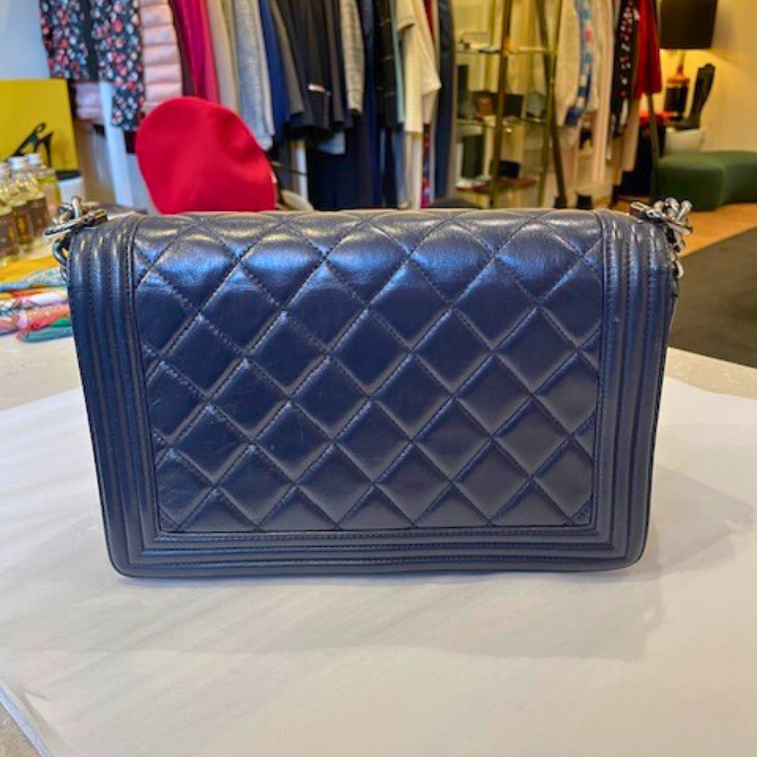 Navy Boy Bag Ruthenium HW