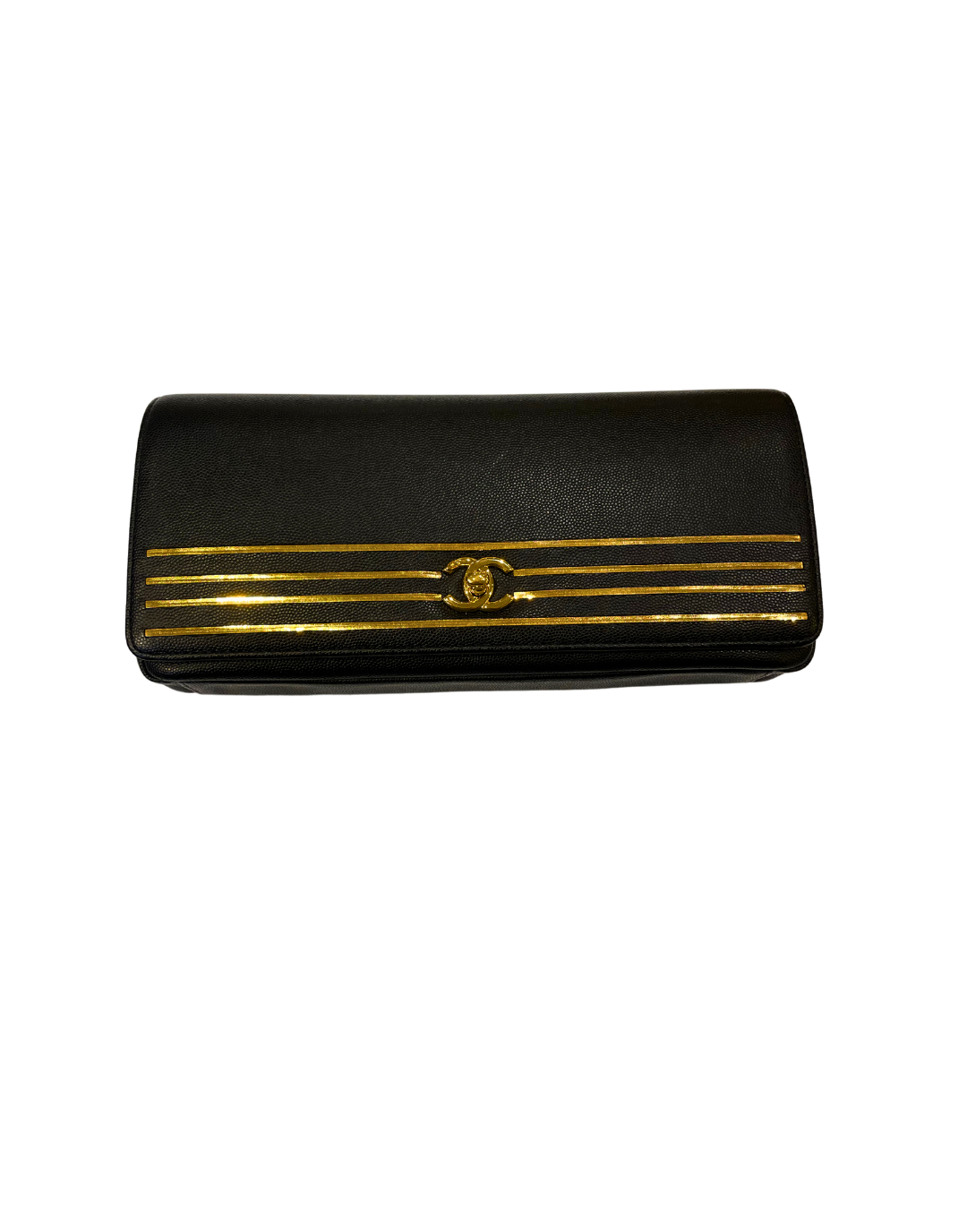 Black caviar Leather gold Captain Clutch 2019