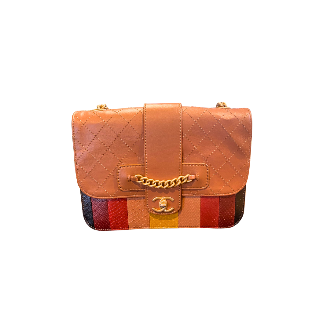 Tan Chain Flap Bag