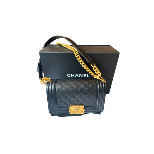 Black Caviar Small Boy Bag Gold hardware 2020