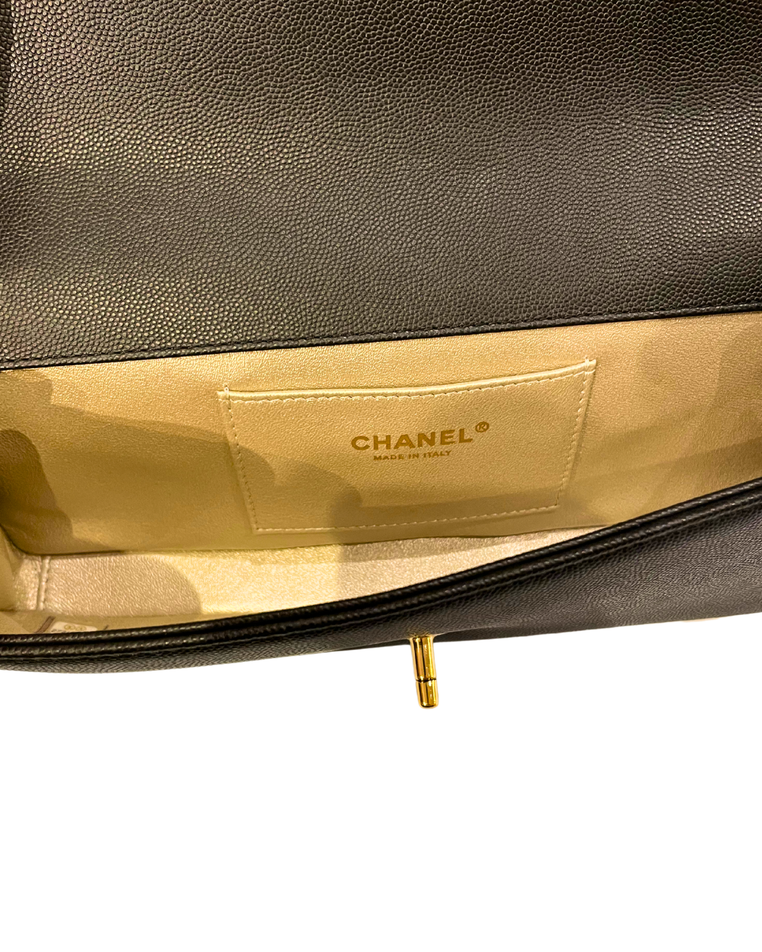 Black caviar Leather gold Captain Clutch 2019