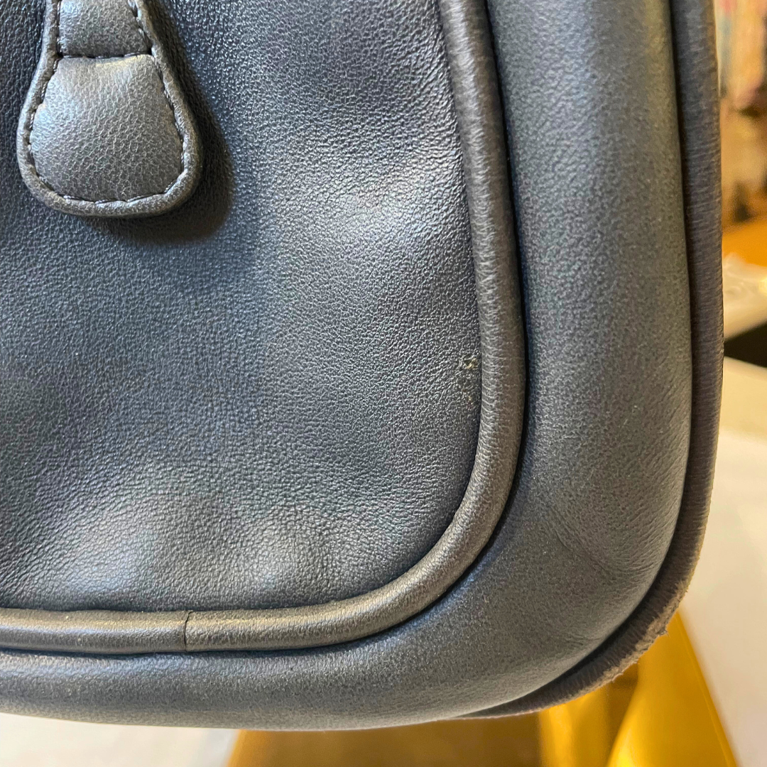 Grey Leather Shoulder Bag