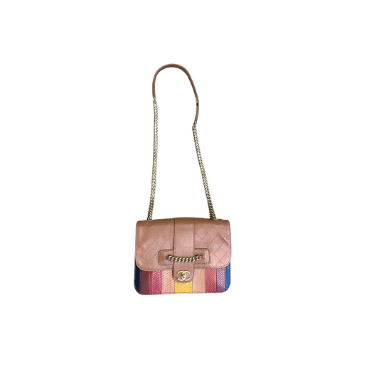 Tan Chain Flap Bag