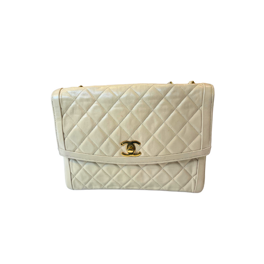 Vintage Cream Lambskin Single Flap