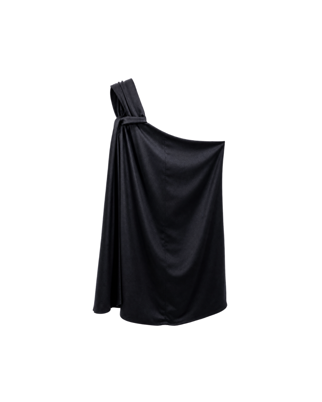Black Silk One Shoulder Mini Dress