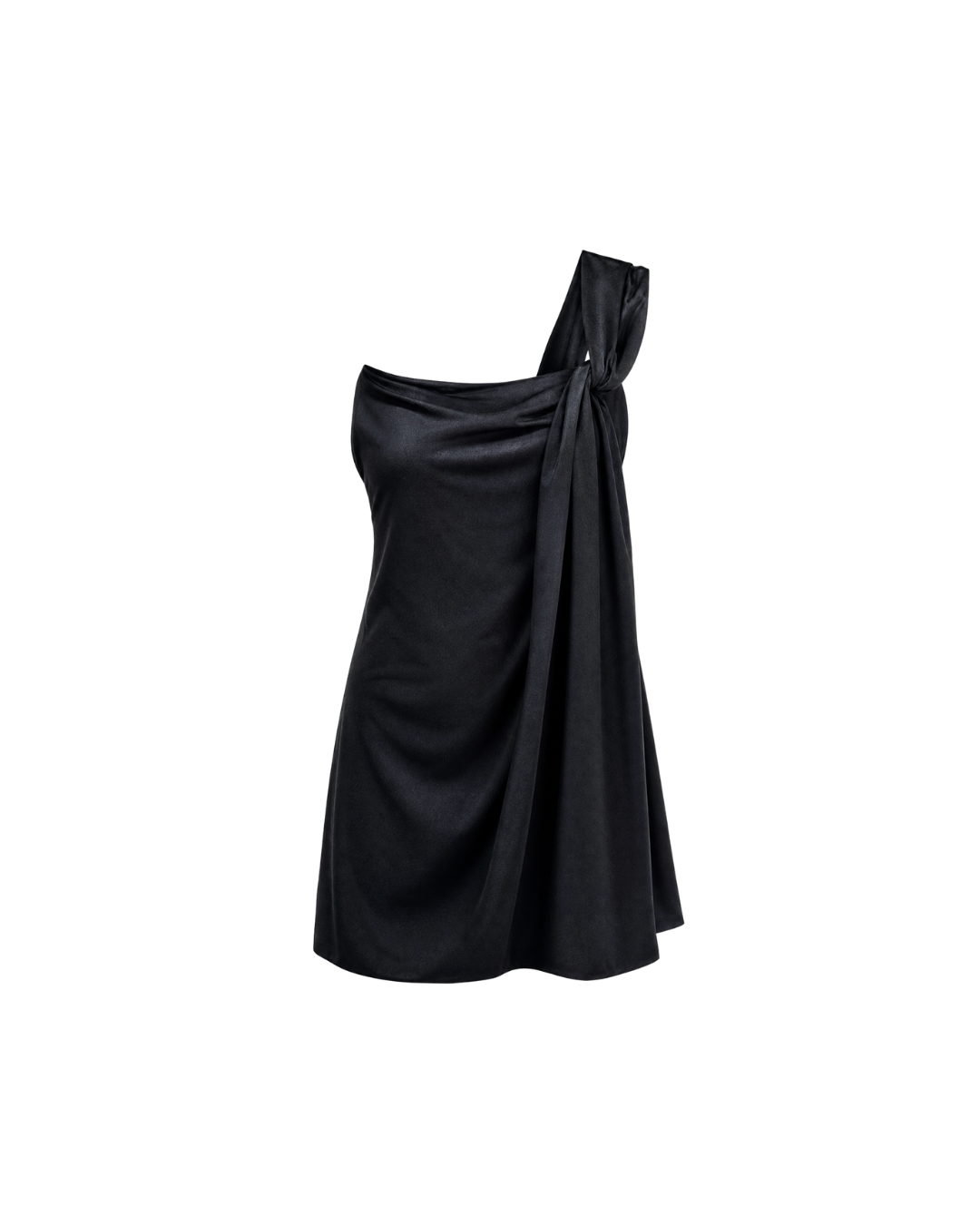 Black Silk One Shoulder Mini Dress