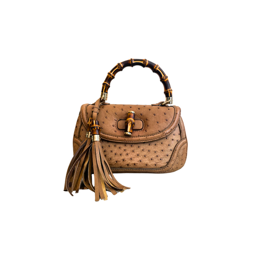 Tan leather Bamboo handle Bag