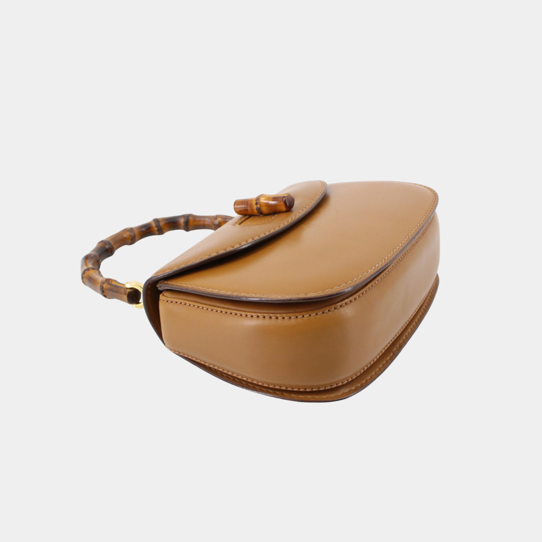 Tan Leather Bamboo Bag
