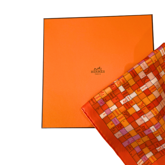 Carre Twill Bolduc au Carre Orange Rose Silk Scarf 90