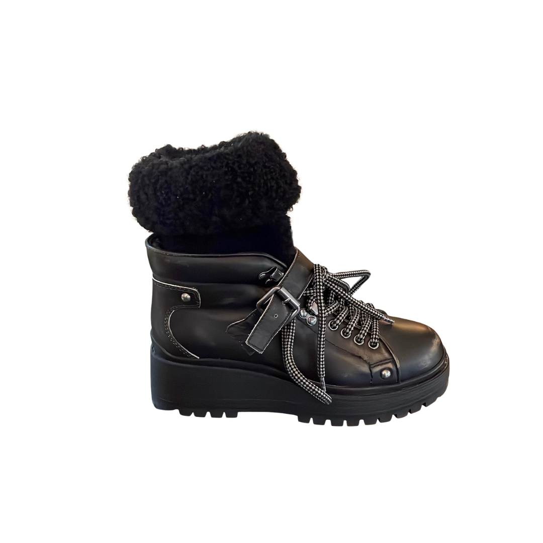 Black Leather Sock Boot