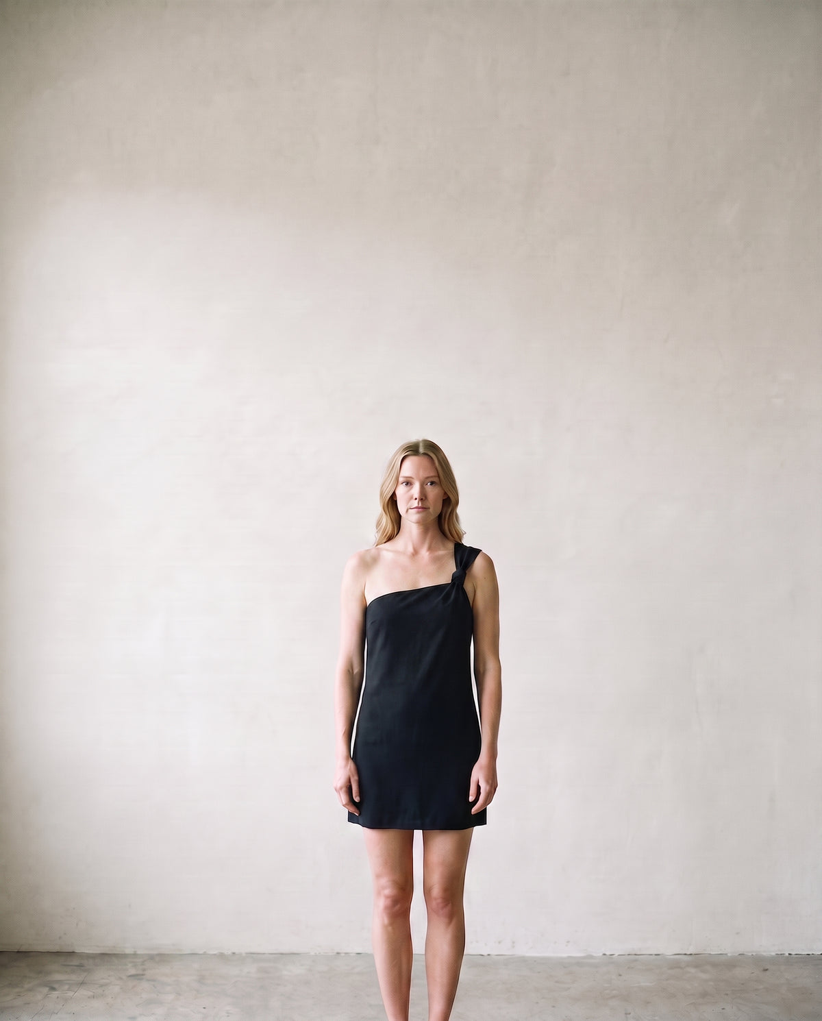 Black Silk One Shoulder Mini Dress